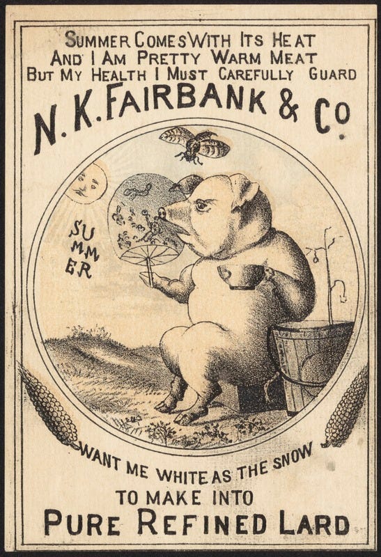 Take a look at these lard advertisements by the N.K. Fairbank company
