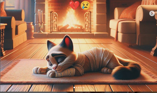 AI-GENERATED IMAGE OF A CAT WHO LOST HIS LIFE, USED BY AN INFLUENCER TO GIVE AN IMAGE TO THIS GRIEF
