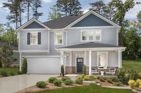 New construction homes or a model home exterior.