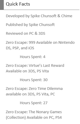 Zero Escape: The Nonary Games (PS4) 