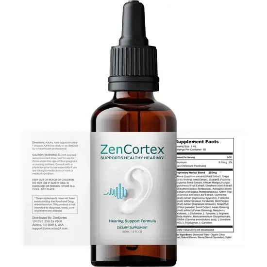 The back of a bottle of ZenCortex showing the ingred