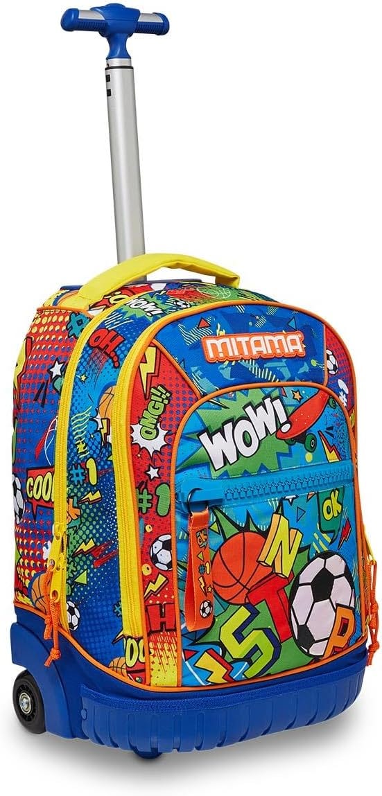 Zaino Trolley Mitama DR Junior Per Scuola - Mega Scomparto, Doppia Maniglia, Nero E Verde