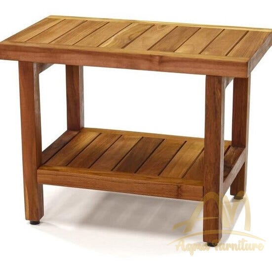 Teak Shower Bench Shelf CV Aqma Furniture Medium