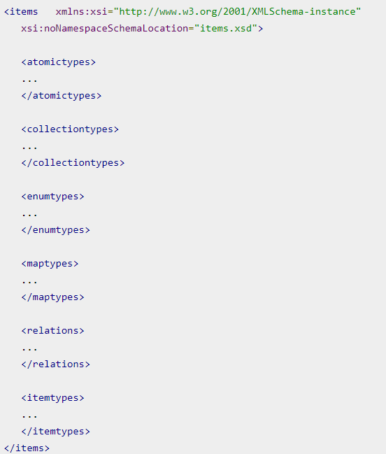 Structure of items.xml. The items.xml files contain different… | by ...