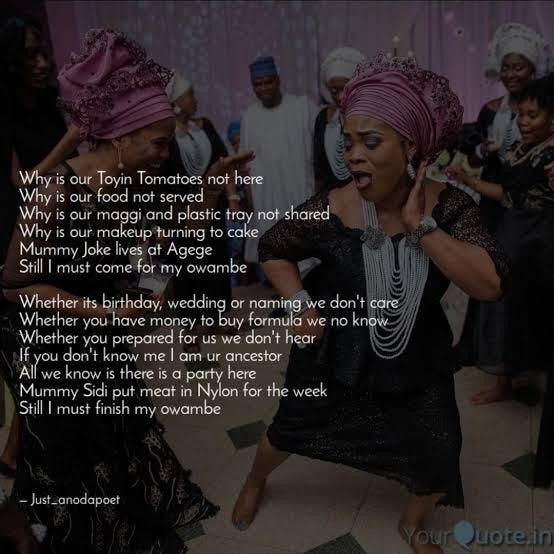 Owambes and Nigerians- Oh yeah! We like to Bamba😄