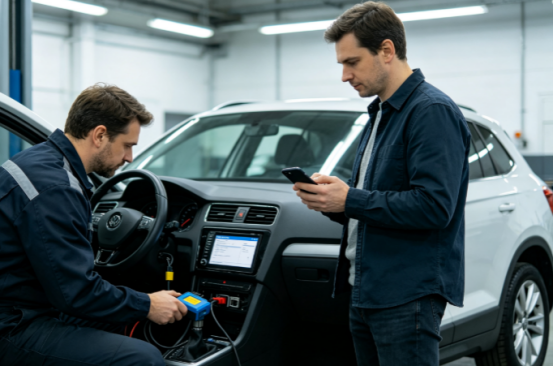 Why does my car hesitate when I press gas pedal, and what diagnostic steps should I take first?