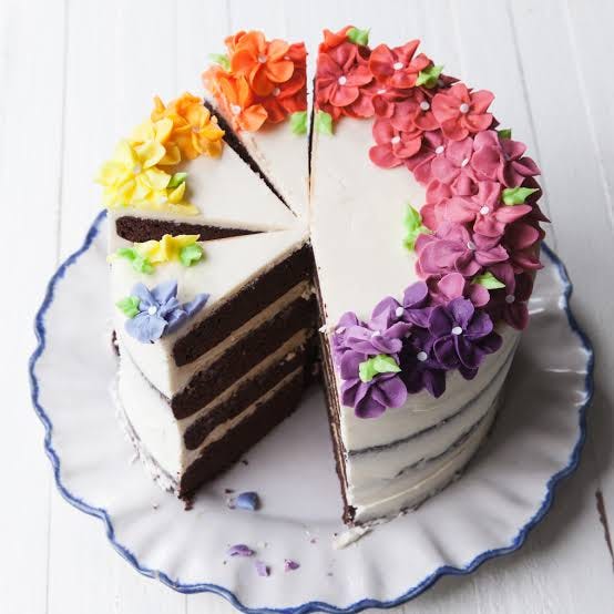 Brightly colored cake This eggless chocolate cake with peanut butter ...