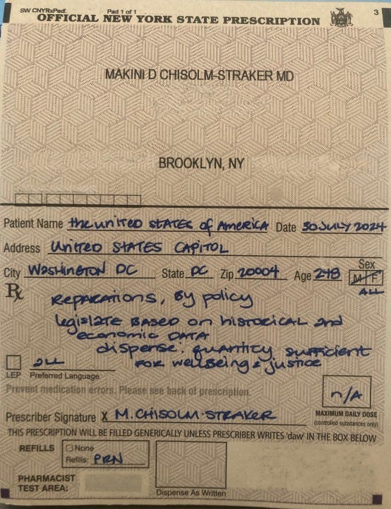 Rx Reparations. A prescription for reparations | by Makini Chisolm