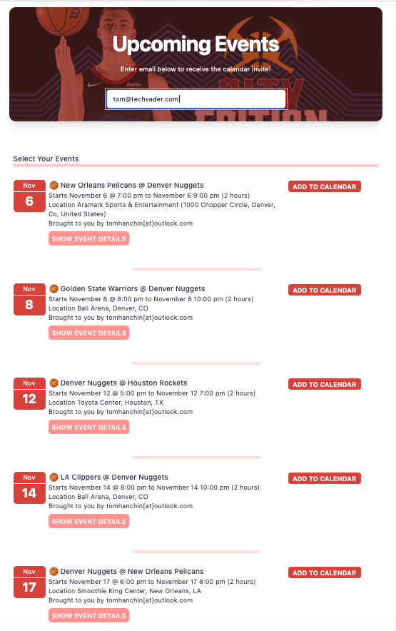 How I created the Denver Nuggets Schedule Landing Page with just my ...
