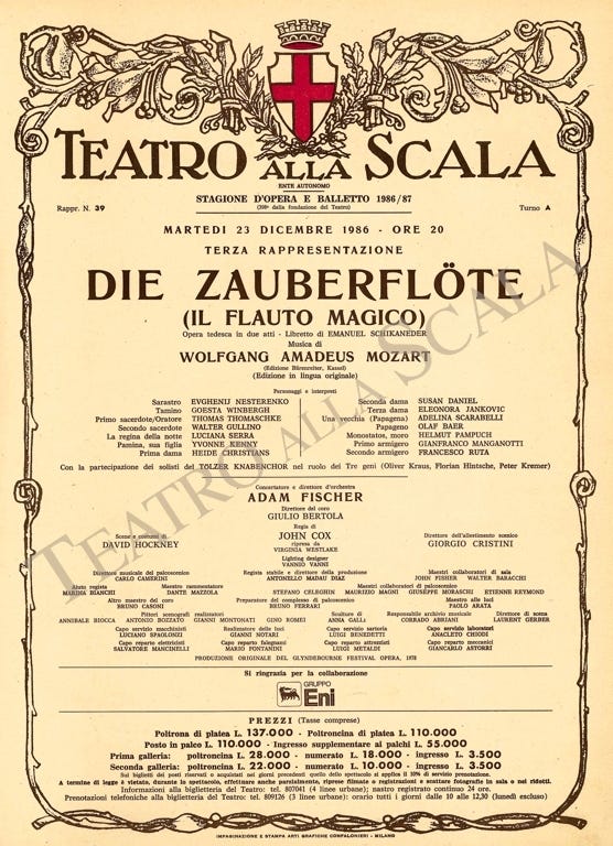 A La Scala Zauberflöte Souvenir in Silvia S. Castello’s Brera Background