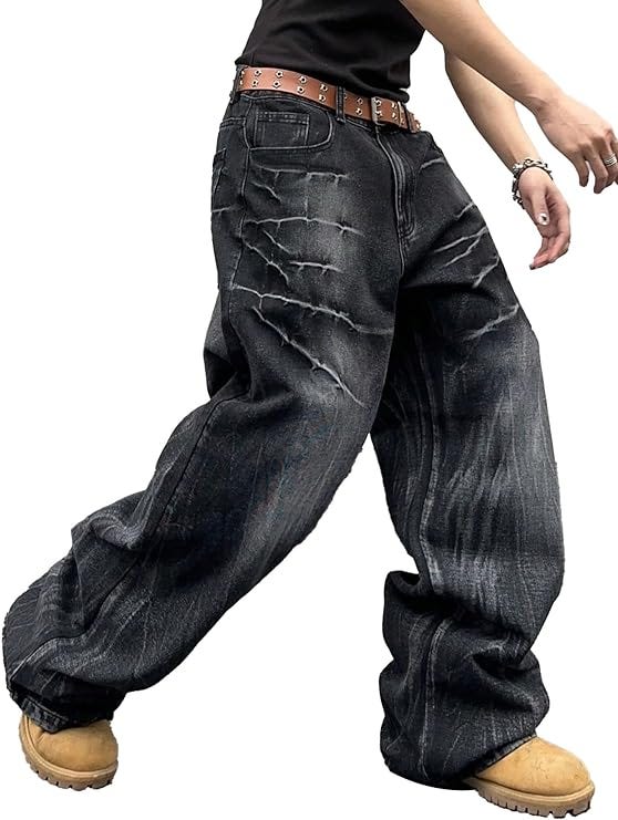 Baggy Mens Jeans COOLMONAR Men's Y2K Jeans Vintage Hip Hop Style