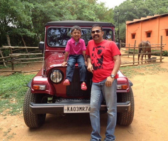 Suhas and his son. (Photo shared by Suhas Ramegowda)