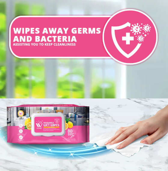 WBM Home Household Wet Wipes Lemon 80 Pcs — A Convenient Cleaning Solution for Every Home