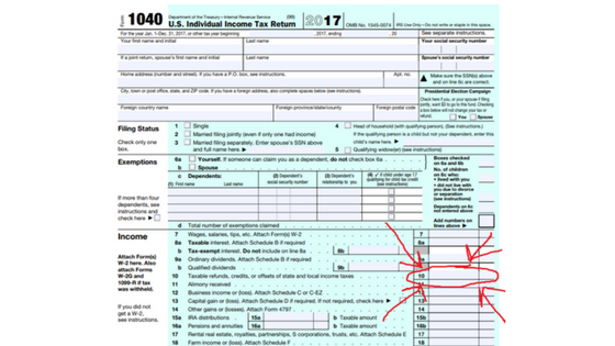How To Read A Tax Return Part 6. Line 10 of the 2017 1040 is where