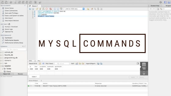 mysql database commands
