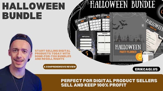 Review for Digital Product Sellers: Cash in on Halloween with the Resellable Halloween Bundle The perfect Halloween Bundle for digital product sellers — fully customizable, ready-to-sell, and resellable for 100% profit
