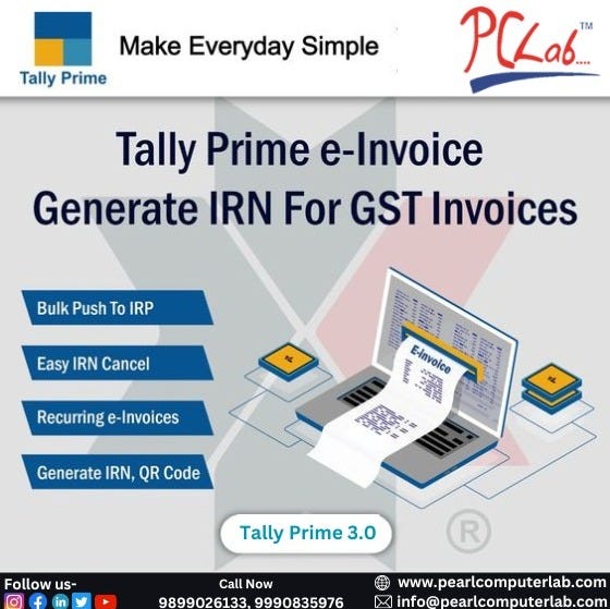 Tally Prime EInvoice Generate IRN For GST Invoices Pearl Computers