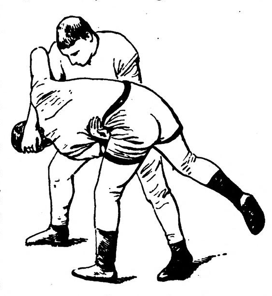 Public domain (cc-zero, image retrieved via Wikimedia Commons), Description: Illustration of a half Nelson hold from the book ‘Wrestling’ (1890) by Walter Armstrong, Date: 1 January, 1890.