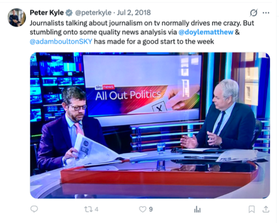 Kyle praises Doyle’s TV appearance on Sky, two days after the candidates’ meeting in Hove