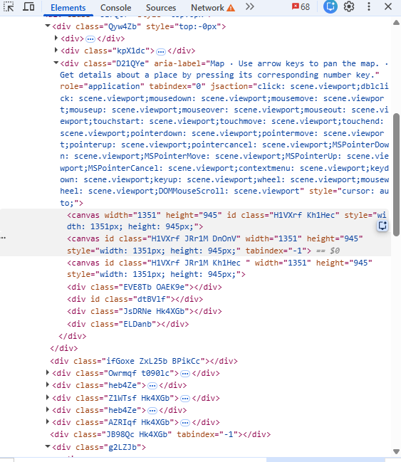 inspecting element on google maps