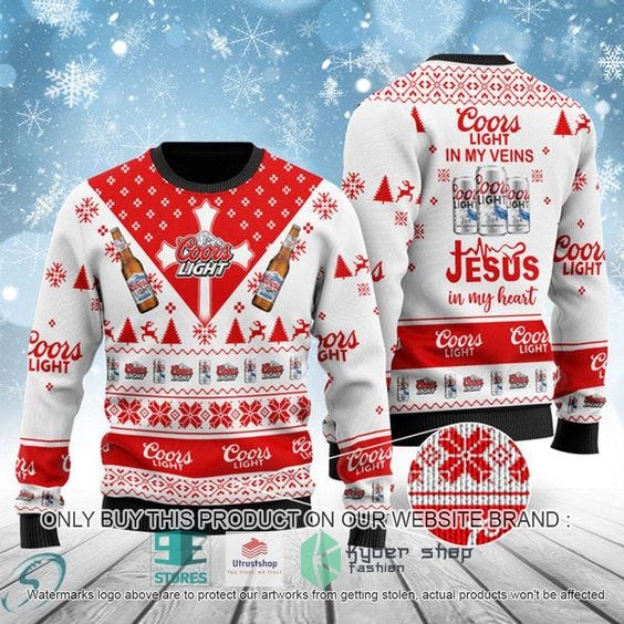 Coors Light Jesus Christmas Sweater by Hot Product Medium