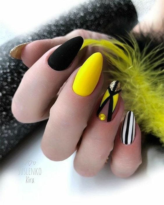 Nail color shop for mustard dress