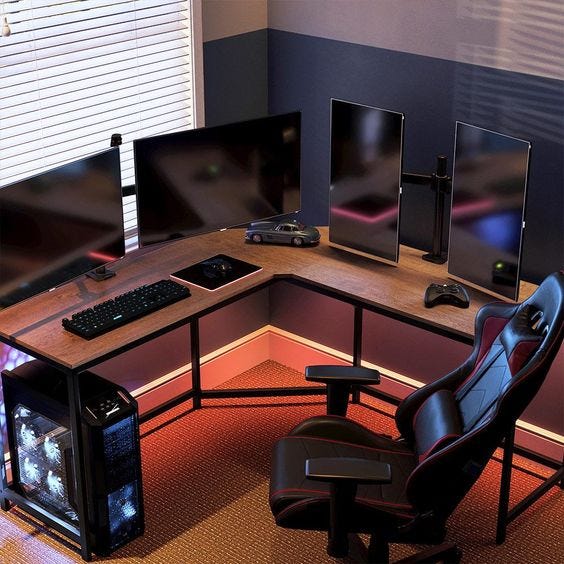 Gaming desk for 2 monitors deals