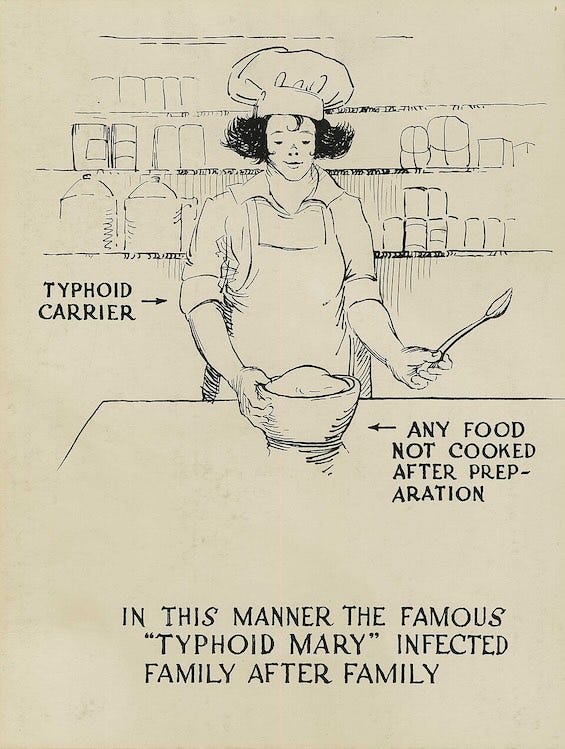 An early 20th-century poster warning of food pollution. Image: Wikimedia