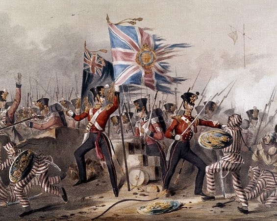 Painting of action in the First Opium War, which the British with delicate misdirection call the First China War. Image: National Army Museum
