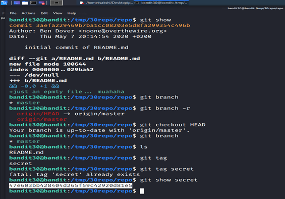 OverTheWire: Bandit Walkthrough Level [31–34] :-) | by Sakshi Aggarwal ...