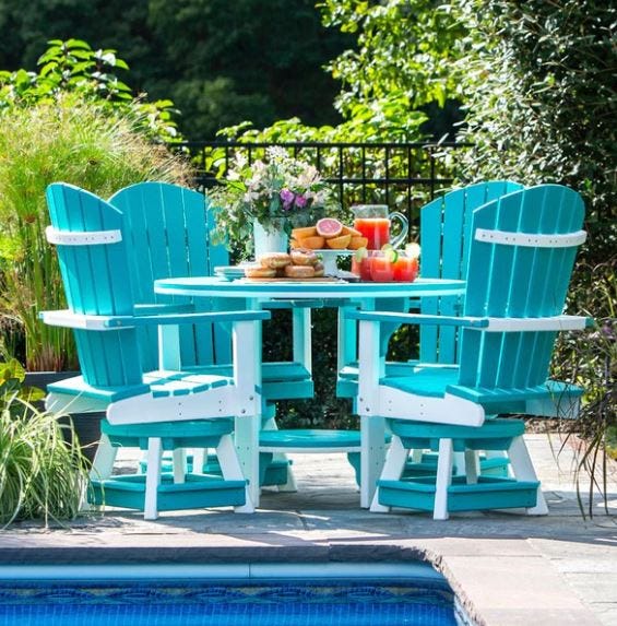 Amish 42" Round Patio Dining Height 5pc Set w/ 4 Bistro Chairs