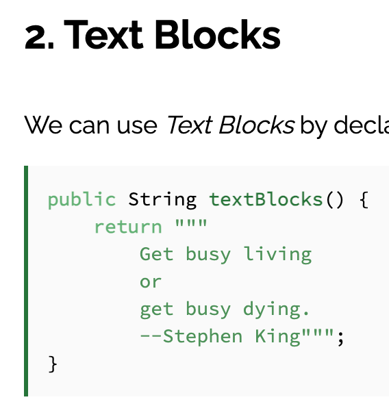 Java 15 Multi-line String Text Block - Web Developer - Medium