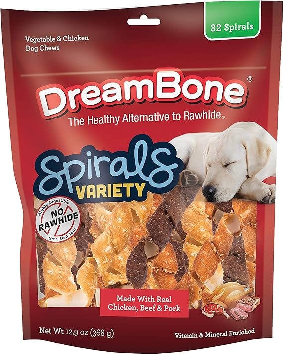 DreamBone Spirals Variety Pack, Treat Your Dog to a Chew Made with Real