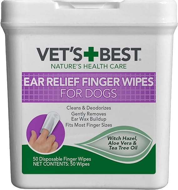 Vet’s Best Ear Relief Finger Wipes Ear Cleansing Finger Wipes for Dogs
