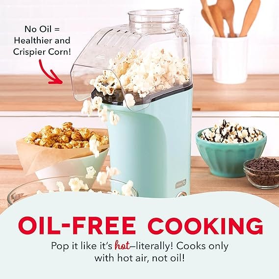 DASH Hot Air Popcorn Popper Maker with Measuring Cup to Portion Popping