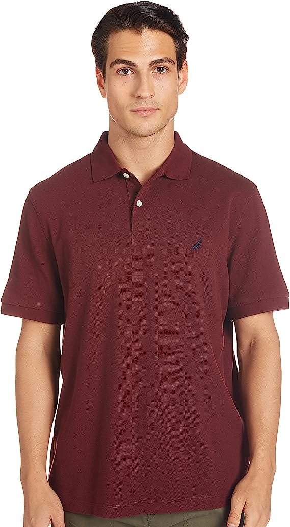 Nautica Men’s Short Sleeve Solid Cotton Pique Polo Shirt - aleeshop ...