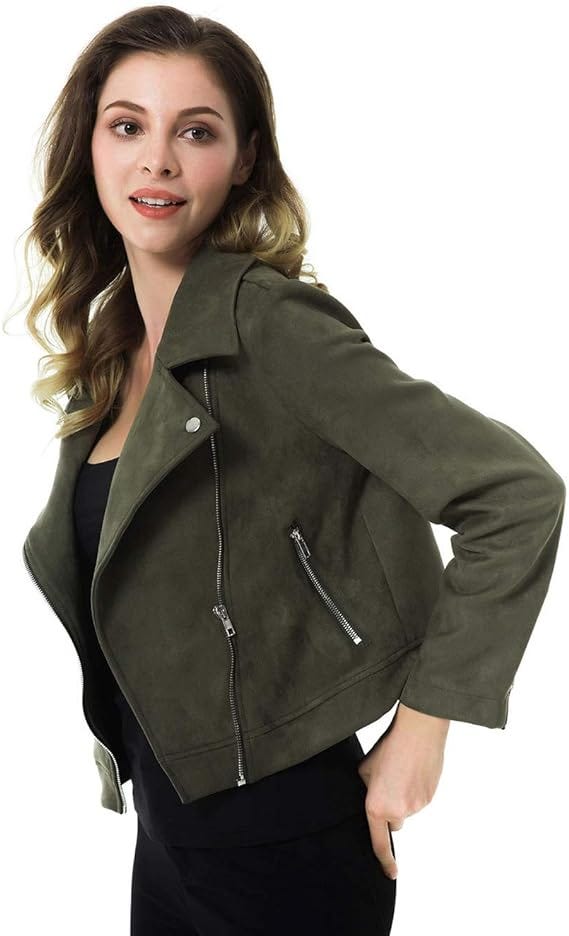 Chic and Edgy: Women's Solid Long Sleeve Faux Suede Motorcycle Jackets —  Zipper Short Coats Redefined | by Ioan Petreus | Global Trading Post |  Medium