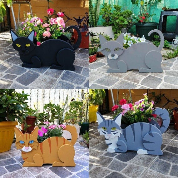 Cat Flower Pot Outdoor