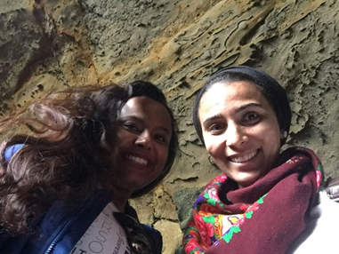 Two women taking a selfie on a hike.