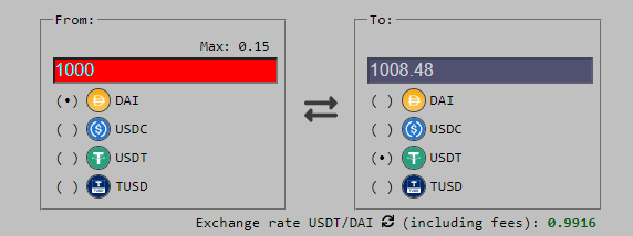 Curve Stablecoin Trading Interface