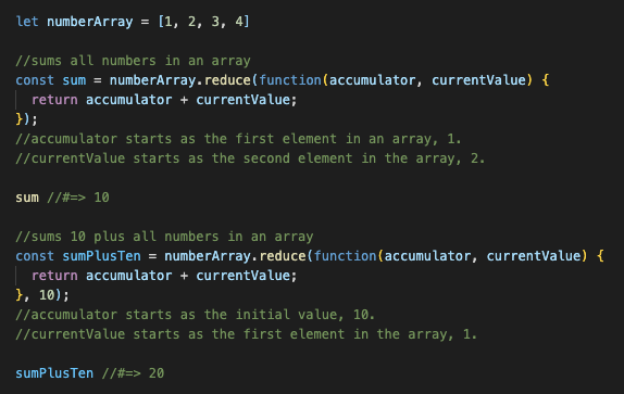 JavaScript 101: Reduce. Implementing .reduce() to sum an array… | by Grant  Yoshitsu | Medium