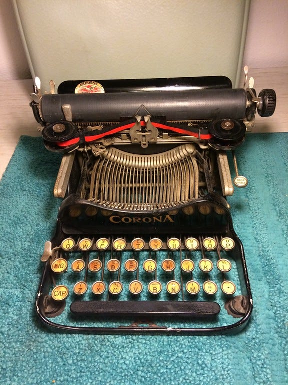 Vintage 1922 Folding Corona 3 Portable Typewriter & Case-V/Nice