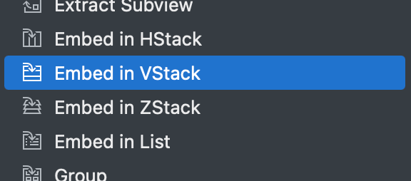 Menu to embed image in VStack