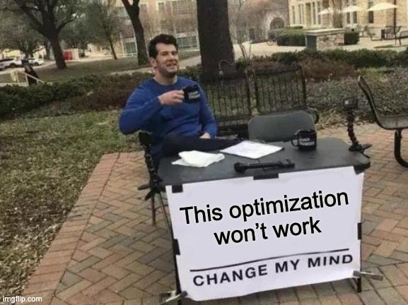 We already tested this. No need to revisit. Change my mind.
