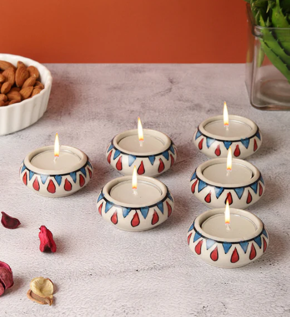 Enhance Your Ambiance with Hand-Painted Ceramic Tea Light Holders, by  Vareesha