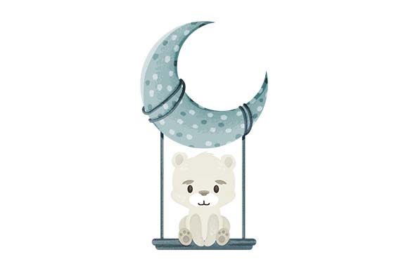 Cute Polar Bear Standing In A Swing (baby Svg & Crafts) 