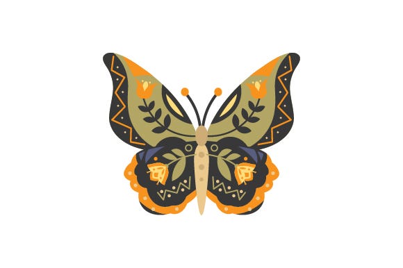 Spring Butterfly, Folk Art Style (spring Svg & Crafts) 