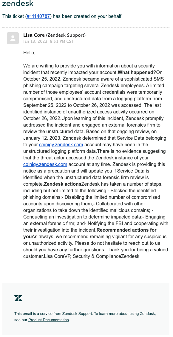 Security Disclosure — Zendesk Coinigy Medium
