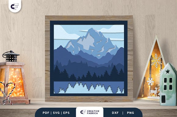 Winter Ice Mountain 3D Paper Cut SVG (Winter 3D SVG Crafts) | by ...