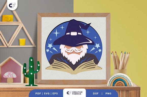 Wizard With Spell Book 3d Paper Cut Svg (fantasy And Fairy Tales 3d Svg 